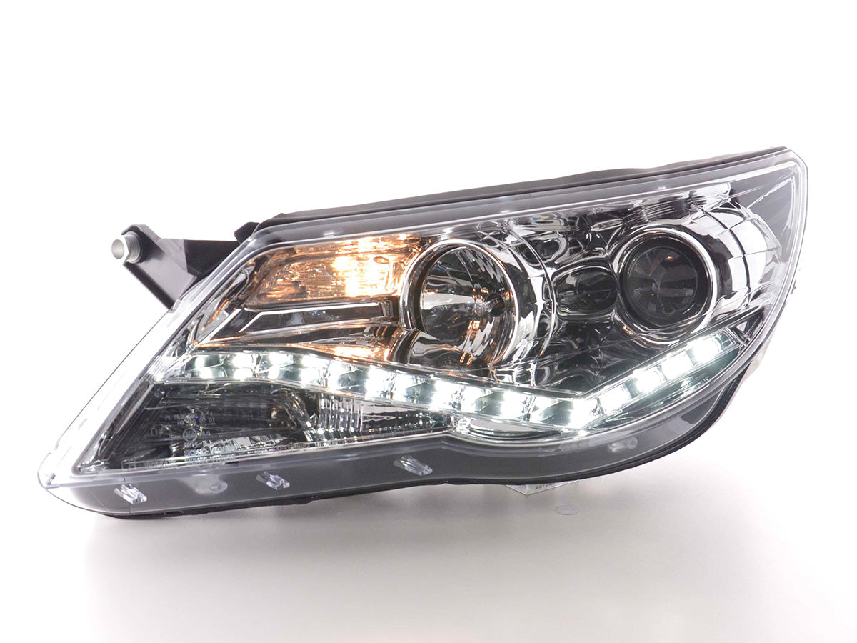 Scheinwerfer Set Daylight LED TFL-Optik VW Tiguan 07-11 chrom Scheinwerfer Set Daylight LED TFL-Optik VW Tiguan 07-11 chrom